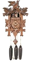 Hot Sale River City Clocks MD841-16 Eight Day Musical Cuckoo Clock with Dancers, Five Hand-Carved Birds And Maple Leaves, 16-Inch Tall