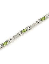 10kt Yellow Gold Oval Peridot and Diamond Bracelet