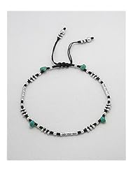 Cotton Waxed Thread Turquoise Anklet In Zinc