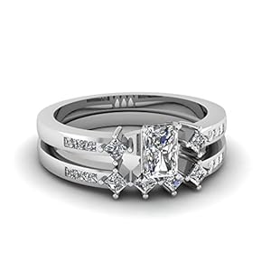 Fascinating Diamonds Kite Designer Engagement Bridal Rings Set 1.55 Ct Radiant Cut SI1-D Diamond 14K GIA