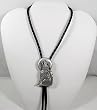 Diamondcut Pewter Howling Coyote, Moon Bolo Tie