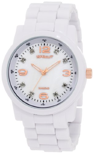 Sprout Women's ST5036MPWT Eco-Friendly Diamond Accented White Corn Resin Bracelet Watch