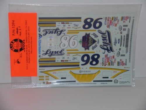 Ford Taurus Stock Car---"Lysol" Model Car Decals