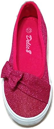 Delic8 Girl Kids Glitter Mary Jane Sparkle Slip On with Bow Flats Fuchsia Synthetic Tennis Shoes 10 US Toddler