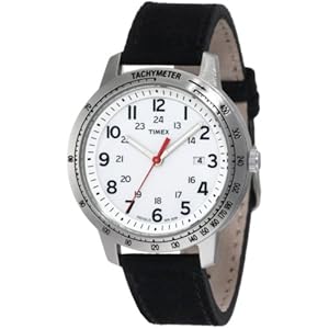 Timex Men's T2N638 Weekender Sport White Dial Black Nubuck Leather Strap Watch (Watch)