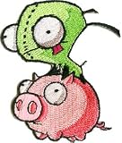 Invader Zim Cartoon Patch - 3 Gir Riding On Pig