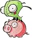 Invader Zim Cartoon Patch - 3 Gir Riding On Pig