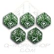 Q-Workshop: Five d6 Dice - Battle Dice - WW II D6 USA (American) Green & White