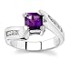 18k White Gold or Yellow Gold Square Amethyst and Diamond Ring (H/SI2, 1/3 ct. tw.)