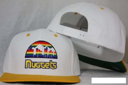 Denver Nuggets Snapback White / Yelow Two Tone Adjustable Plastic Snap Back Hat / Cap