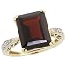 10k Gold Rectangular Stone Ring, w/ 0.05 Carat Brilliant Cut Diamonds & 6.97 Carats (12x10mm) Emerald Cut Garnet Stone, 1/2\