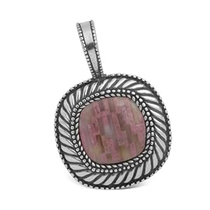 Southwest Spirit Sterling Silver Rhodonite Geometric Inlay Bliss Pendant Enhancer