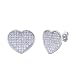 Rhodium Plated Sterling Silver Cubic Zirconia Micro Pave Heart Post Earrings