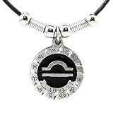 Libra Pewter Pendant on Beaded Leather Necklace - Earth Spirit Necklace
