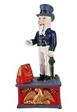 Hand Painted UNCLE SAM Cast Iron Mechanical Bank Money