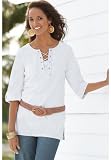 Chadwicks Linen-Blend Tie-Front Tunic