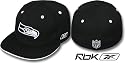 Seattle Seahawks Black Shadow Reebok Black and White Fitted Hat / Cap