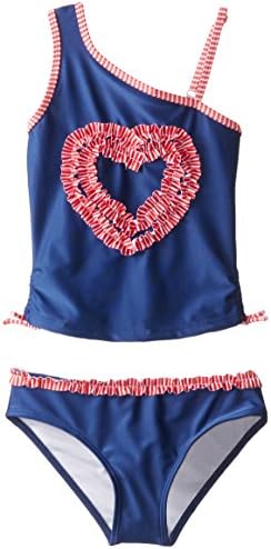 Jantzen Big Girls' 2 Piece Rouched Heart Tankini, Blue Depths, 12
