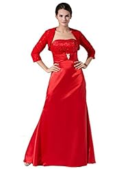 Satin Applique Lace Mother-of-the-Bride Dress 