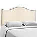 Modway MOD-5206 Curl Linen Fabric Upholstered Queen Headboard with Nailhead Trim and Curved Shape in Ivory