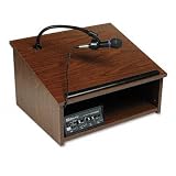 Cordless Tabletop Public Address Sound System Lectern, 24w x 20d x 14h, Walnut