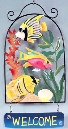 Decorative Tropical Fish Metal Garden Welcome Sign