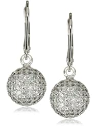 ELLE Jewelry Sterling Silver Micro Pave Cubic Zirconia Lever Back Drop Earrings