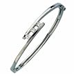 14kt White Gold Three Stone Diamond Bangle Bracelet