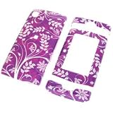 Purple with White Vines Flowers Design Snap-On Cover Case Cell Phone Protector for Sharp Sidekick 2008