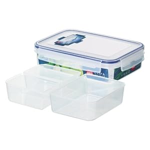 Emsa E503392 Clip and Close Rectangular Food-Storage Container with Lid and 3 Removable Inserts by FRIH9