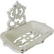 Creamy White Aged Vintage Style Metal Wall Mounted Saop Dish, Design 2