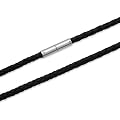 Schwarze echte Leder Kette 3,5mm - L�nge frei w�hlbar LN0002