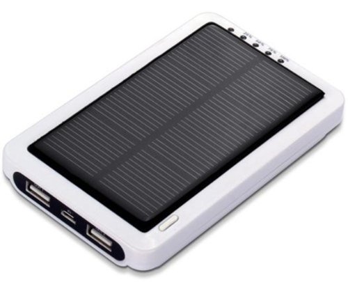 Chandral Solar Mobile Juice Pack 12000mAh External Battery Pack E669 High Capacity Power Bank Charger 1A Output for Apple,iPhone,Blackberry,HTC,Samsung,Motorola,Sony Ericsson,LG,Nokia White