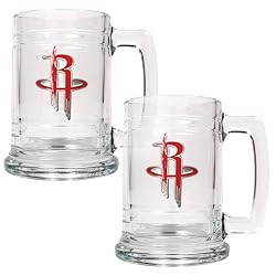 Houston Rockets NBA 2pc 15oz Glass Tankard Set - Primary Logo by Great American Products