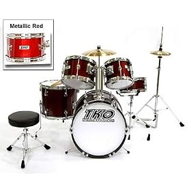 TKO 5-Piece Complete Junior Drum Set - Metallic Red by TKO