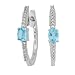 10K White Gold 0.14 ct. Diamond and 3/4 ct. Blue Topaz Hoop Earrings