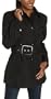Liz Claiborne Women's Polyester Bonded Short Double Breasted Trench With Belt, Black, Large