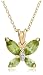 Yellow Gold Overlay Sterling Silver Peridot & Diamond Accent Butterfly Pendant, 18