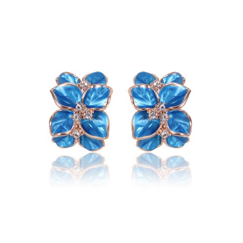 Fashion Plaza Blue Flower with Stunning CZ Earring E8