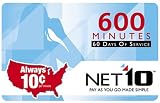 NET10 Refill Card - 600 Minute Airtime Card / 90 Days Access
