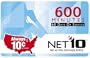 NET10 Refill Card - 600 Minute Airtime Card / 90 Days Access