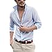 Zbrandy Men's Cotton Linen Blend Shirts Ultra Light Colorful Shirts Colour Blue Size L