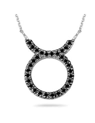 2/5 (0.37-0.45) Ct AA Black Diamond Zodiac Pendant in Silver