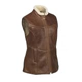 Nordvek Ladies Quality Genuine Sheepskin / Lambskin Aviator Style Body Warmer / Gilet Jacket # 701-100 - Antique Brown