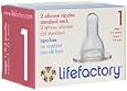 Lifefactory Stage 1 Silicone Nipples, 0-3 Months, 2-Pack