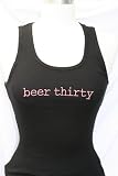 Black Embroidered Beater Style Tank Top Beer Thirty