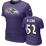 Ray Lewis #52 Women's Purple Nike Baltimore Ravens Name & Number T-Shirt