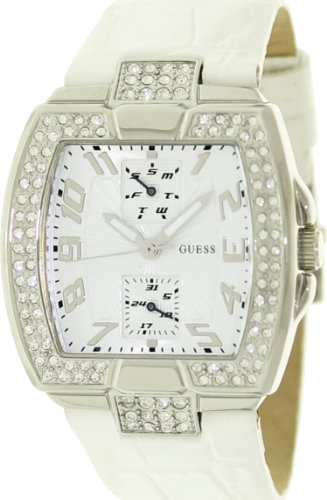 Guess Quartz Ladies Watch White Leather Multi Function Analog Date W11103L2