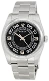Rolex No Date Black Concentric Arabic Dial Domed Bezel Mens Watch 116000BKCAO