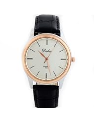 HACBIWA Unisex Women Lady Mens Luxury Black Leather White Dail Sport Quartz Wrist Watch